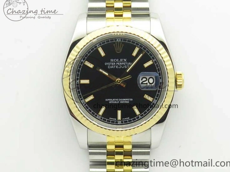 0413 DateJust 36 SS YG 126233 ARF 1:1 Best Edition Black Dial Stick Markers on SS YG Jubilee Bracelet SH ModernLook 3432